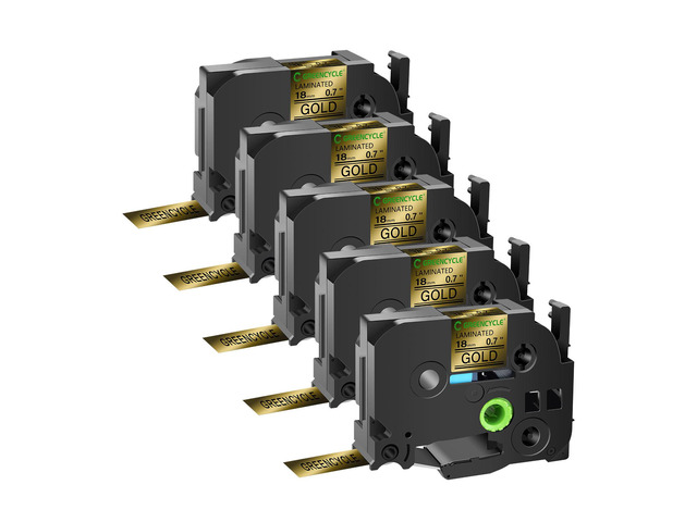GREENCYCLE TZe-841 18mm 0.7 Laminated Gold Tape Compatible for Brother P-Touch Black on Gold TZ-841 TZe841 3/4 inch TZe TZ Tape for Ptouch PTD410...