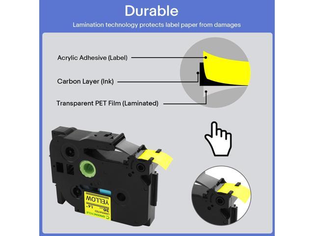 GREENCYCLE TZe-661 36mm 1.4 Laminated Yellow Tape Compatible for Brother P-Touch Black on Yellow TZ-661 TZe661 1-1/2 inch TZe TZ Tape for Ptouch...