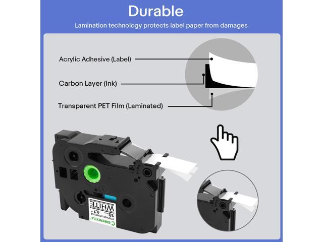 GREENCYCLE Extra Strength TZe-S241 18mm 0.7 Laminated White Tape Compatible for Brother P-Touch Black on White TZ-S241 TZeS241 3/4 inch TZe TZ Tape...