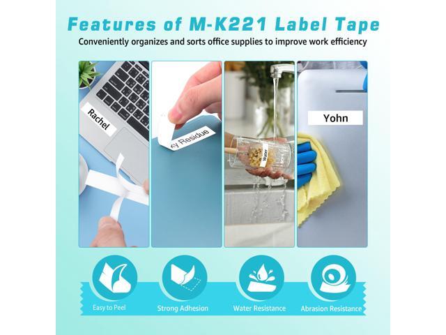 GREENCYCLE Compatible for Brother M221 M-K221 MK221 M-221 MK221s 0.35 Inch Non-Laminated Label Tape 3/8' x 26.2ft (9mm x 8m) for PT-45M PT-90...