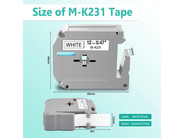 GREENCYCLE Compatible for Brother M231 M-K231 MK231 M-231 MK231s 0.47 Inch Non-Laminated Label Tape 1/2' x 26.2ft (12mm x 8m) for PT-45M PT-90...