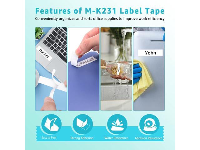 GREENCYCLE Compatible for Brother M231 M-K231 MK231 M-231 MK231s 0.47 Inch Non-Laminated Label Tape 1/2' x 26.2ft (12mm x 8m) for PT-45M PT-90...