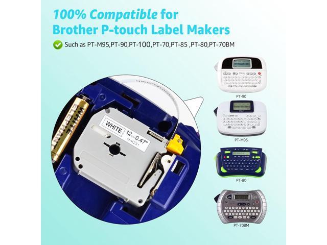 GREENCYCLE Compatible for Brother M231 M-K231 MK231 M-231 MK231s 0.47 Inch Non-Laminated Label Tape 1/2' x 26.2ft (12mm x 8m) for PT-45M PT-90...