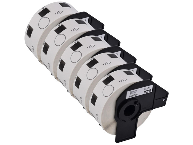 GREENCYCLE 5 Roll DK-1218 DK1218 Die-Cut Round Paper Labels Diameter 1' (0.94' Dia) Compatible for Brother QL-500, QL-570, QL-1050, 1000...