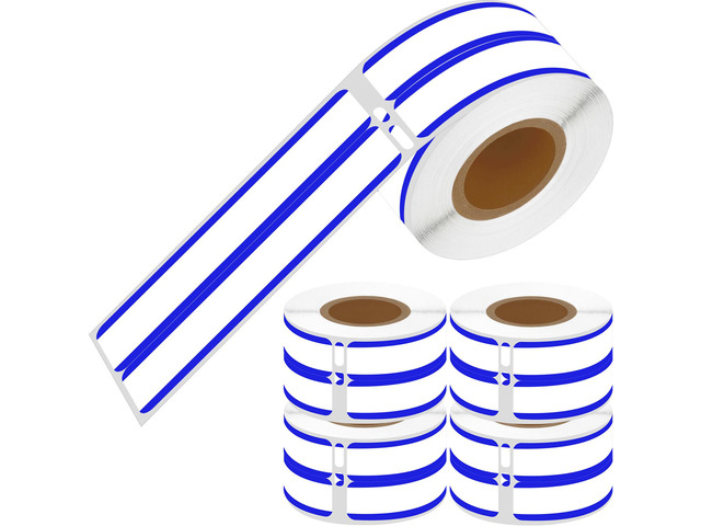 GREENCYCLE 5 Roll Compatible for Dymo LW 30275 White/Blue Stripe 2-Up File Folde
