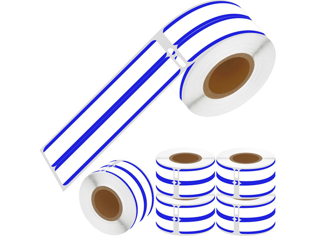 GREENCYCLE 6 Roll Compatible for Dymo LW 30275 White/Blue Stripe 2-Up File Folde