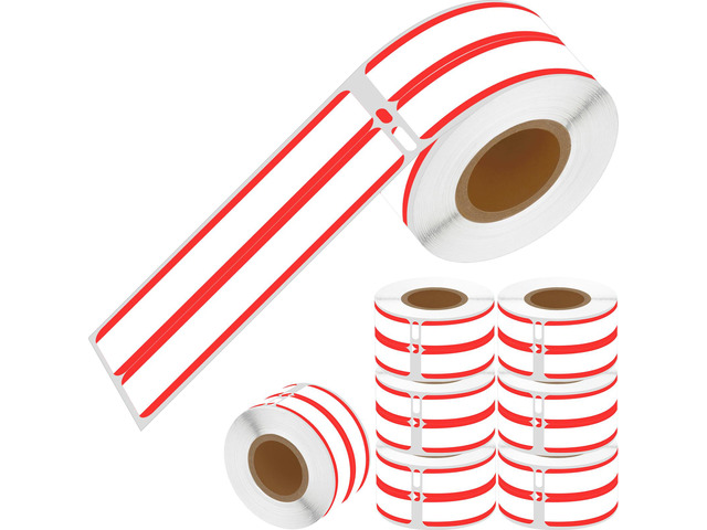 GREENCYCLE 8 Rolls Compatible for Dymo LW 30276 White w/Red Stripe 2-Up File Fol
