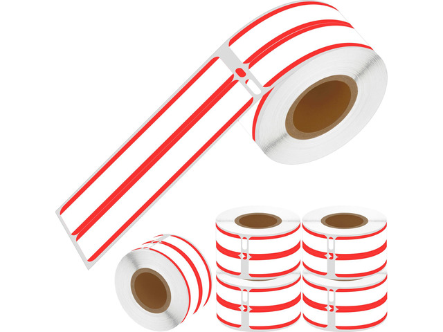 GREENCYCLE 6 Rolls Compatible for Dymo LW 30276 White w/Red Stripe 2-Up File Fol