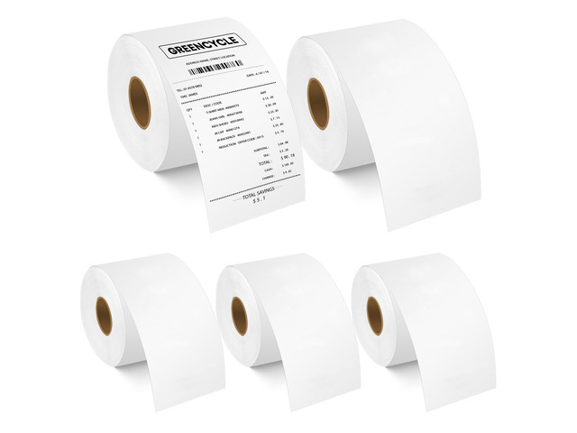 GREENCYCLE 5 Roll Replacement 30270 2-1/4'' 57mm x 249' 76m White Continuous Receipt Labels ROS Paper Direct Thermal Tape Compatible for Dymo 450...