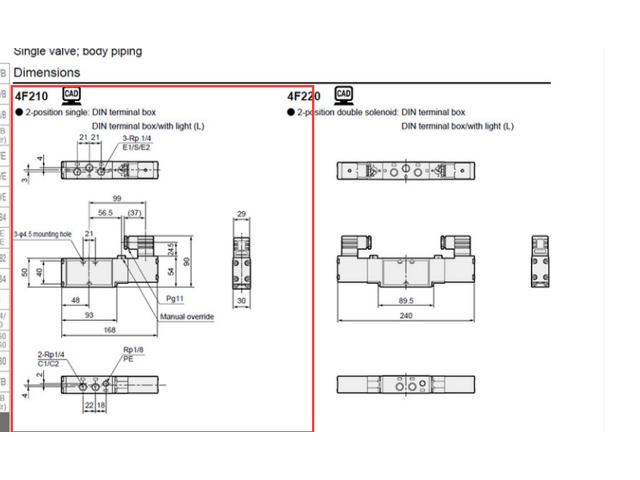 CKD 4F210-08-AC220V Pilot Operated Five-Way Valve Pneumatic Valve