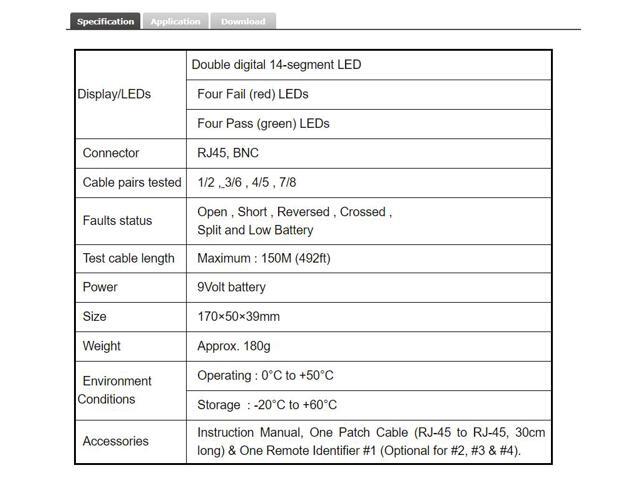 TES-45 CAT-5 Lan Cable Tester Meter Pairs Length Faults Status Leds Display