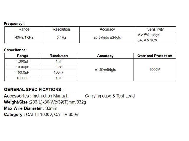 TES-3910 Trms Clamp Meter(AC-DC 1000V) Range to Interface with Other Access