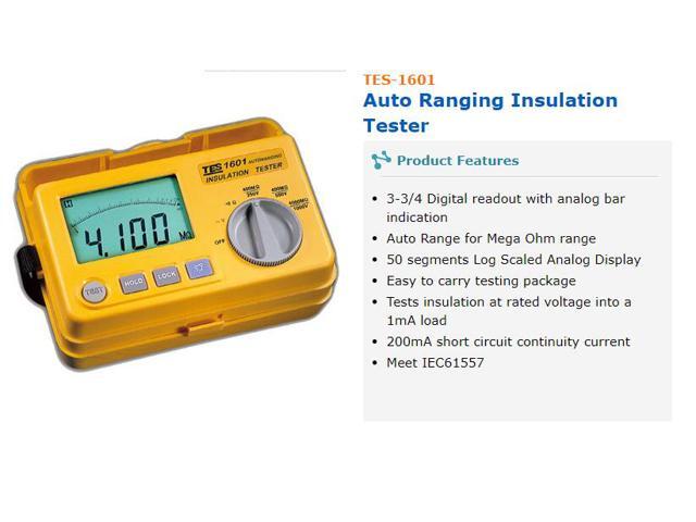 TES-1601 Auto Ranging Insulation Tester Auto Zero & Data Hold New