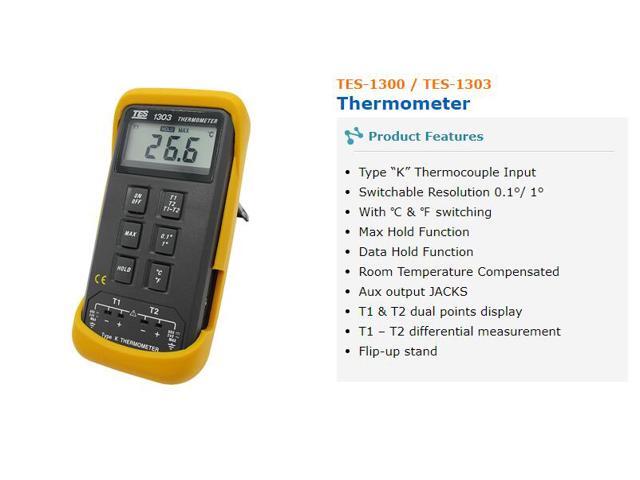TES-1303 Type Dual Digital Industrial Thermocouple Thermometer