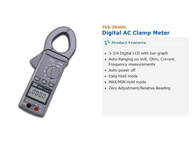 TES-3040 Clamp Meter Digital LCD DATA Hold Mode Resistance 600V CAT III New
