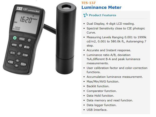 TES-137 Luminance Meter with Dual Display Original from TLCD Lightness Teste