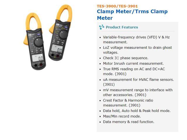 TES-3901 Clamp Meter/Trme Clamp Meter CAT III 1000V / CAT IV 600V New
