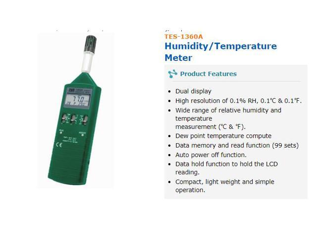 TES-1360A Humidity/Temperature Meter DATA Memory and Read Function(99Set)
