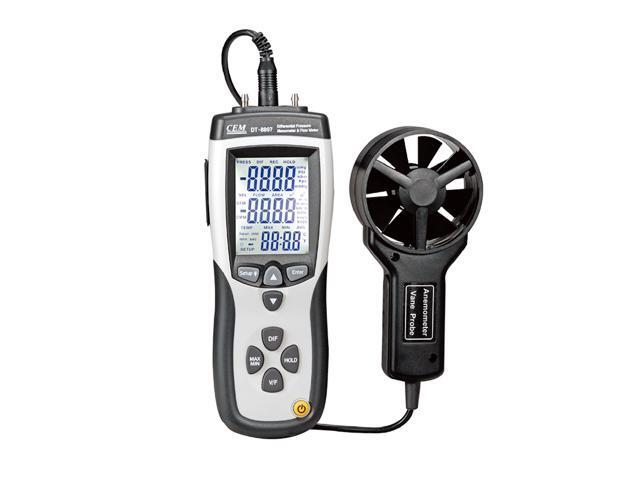 CEM DT-8897 Differential Pressure Manometer and Flow Meter Large LCD Display