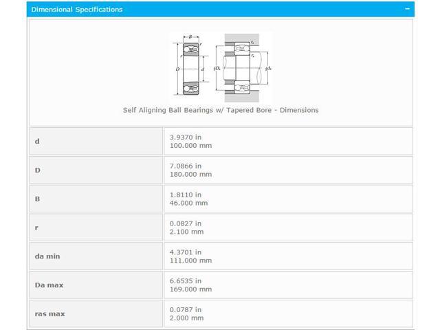 NTN 2220K Self Aligning Ball Bearing 100x180x46mm