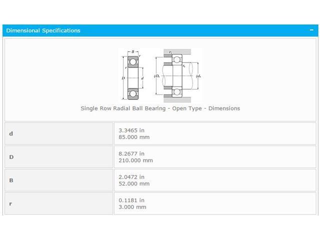NTN 6417 Single Row Radial Ball Bearing - Open Type 85x210x52mm