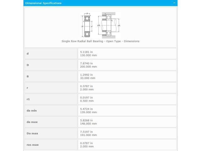NTN 6026 Single Row Radial Ball Bearing - Open Type 130x200x33mm