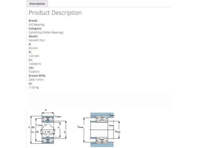 IKO NAU4917UU Cylindrical Roller Bearings,With Seal 120x85x35mm
