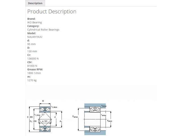 IKO NAU4919UU Cylindrical Roller Bearings,With Seal 130x95x35mm