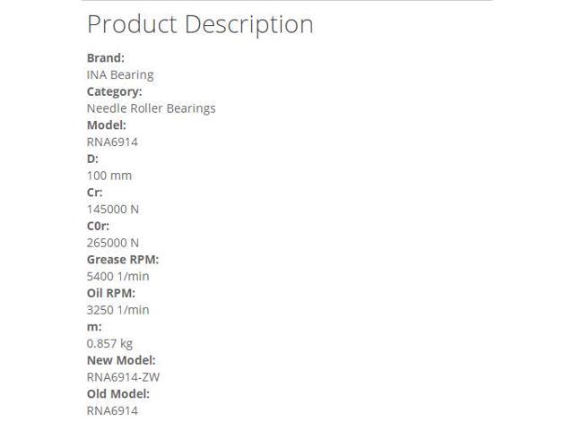INA RNA6914 Needle Roller Bearings-With Inner Ring 80x100x54mm