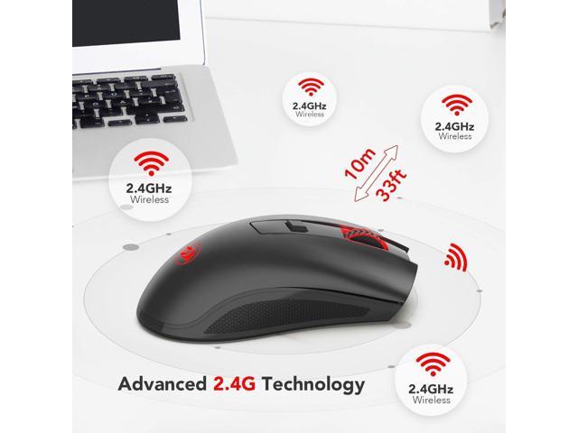 redragon m652 optical 2.4g wireless mouse with usb receiver, protable gaming & office mice, 5 adjustable dpi levels, 6 buttons for desktop,...