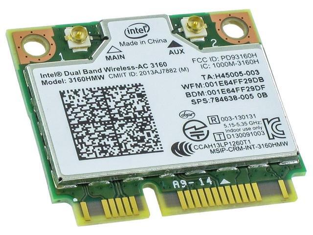 Intel 3160.HMWG. R Dual Band Wireless AC + Bluetooth Mini PCIe card Supports 2.4 and 5.8Ghz B/G/N/AC Bands with Mounting Screws