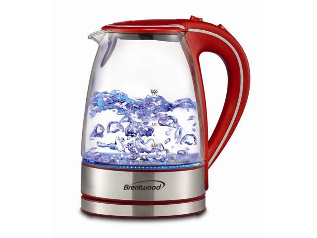 Brentwood KT-1900R Tempered Glass Tea Kettles, 1.7 Ltr, Red