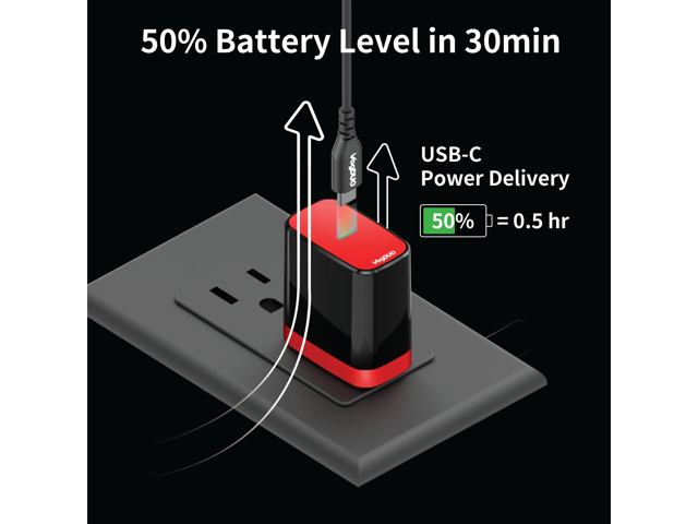 VogDUO, 18W PD USB-C Wall Charger Kit with USB-C to USB-C cable, foldable plug, small size, compatible with iPad Air/ Pro, Microsoft Surface,...