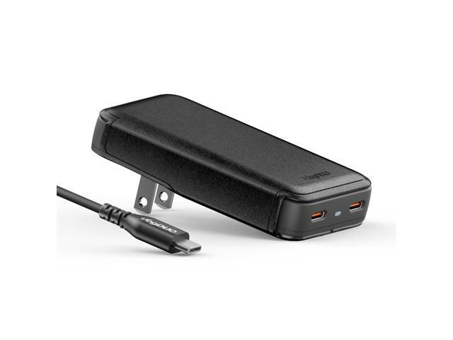 VogDUO 65W USB C Wall Charger- Ultra-thin 2 Port Foldable Plug USB-C cable included GaN PD Fast Power Adapter with Leather for MacBook Pro, iPad...