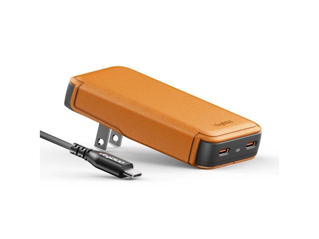 VogDUO 65W USB C Wall Charger- Ultra-thin 2 Port Foldable Plug USB-C cable included GaN PD Fast Power Adapter with Leather for MacBook Pro, iPad...