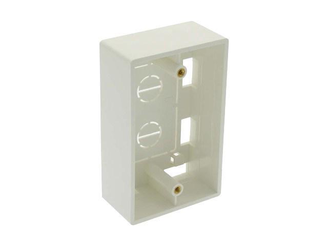 Surface mount box, single gang, white, includes mounting screws and double sided adhesive pad