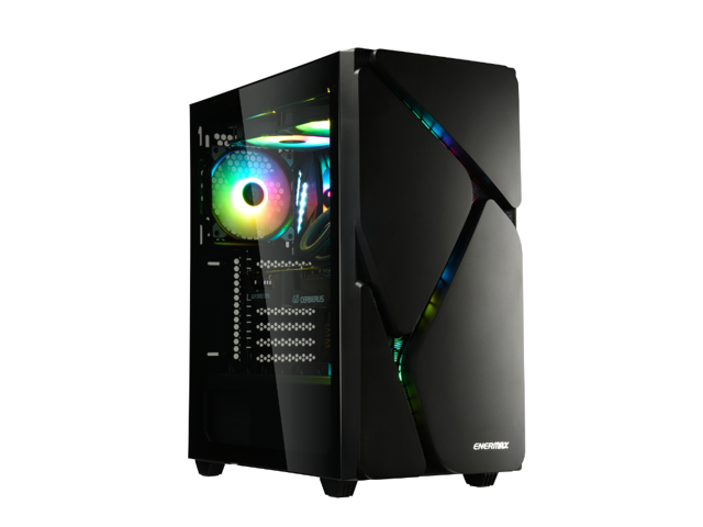 Enermax MarbleShell MS30 ARGB Tempered Glass Side Panel ATX Mid Tower PC Gaming Case with Triple ARGB Fans (4 Pre-Installed Fans) - Black