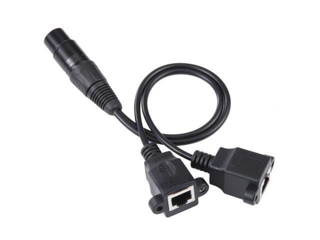 3-pin XLR Female to 2 x RJ45 Female Ethernet LAN Network Extension Cable, Cable Length: 30cm(Black)