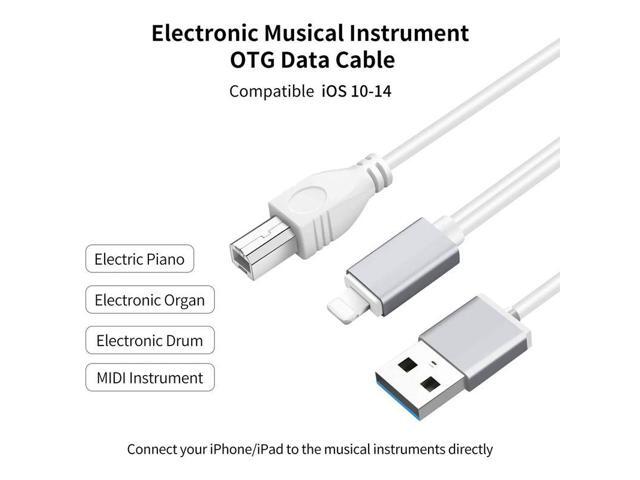 1m 8 Pin to USB + MIDI Electronic Music Instrument & OTG & Charging Multifunctional Cable Compatible with above iOS 10.3.2