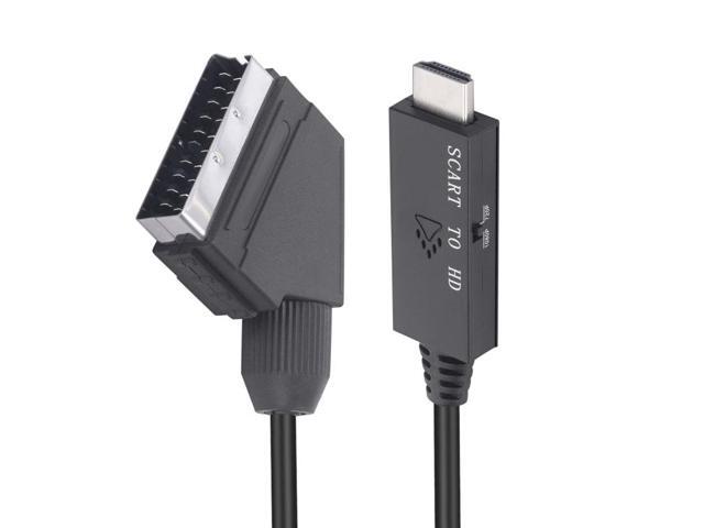 Scart To HDMI-Compatible Converter Video Audio Adapter Cable (Black)