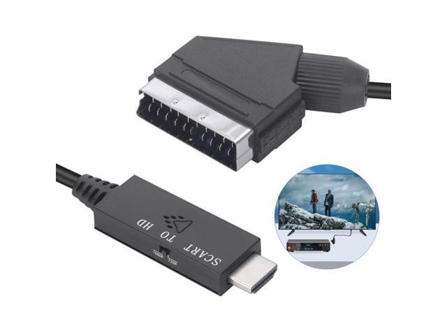 Scart To HDMI-Compatible Converter Video Audio Adapter Cable (Black)