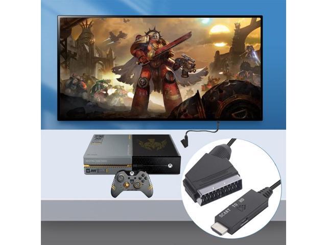 Scart To HDMI-Compatible Converter Video Audio Adapter Cable (Black)