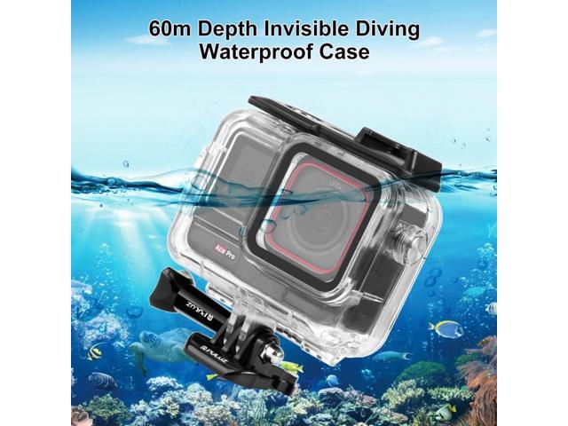 For Insta360 Ace Pro / Pro 2 PULUZ 60m Underwater Waterproof Housing Case with Base Adapter & Screw (Transparent)