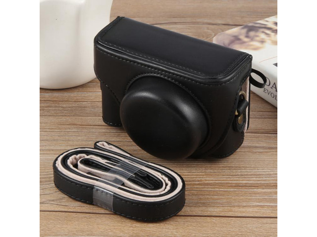 For Sony ZV-1F Vlog Camera Full Body Leather Camera Case Bag with Strap (Black)