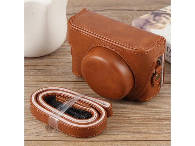 For Sony ZV-1F Vlog Camera Full Body Leather Camera Case Bag with Strap (Brown)