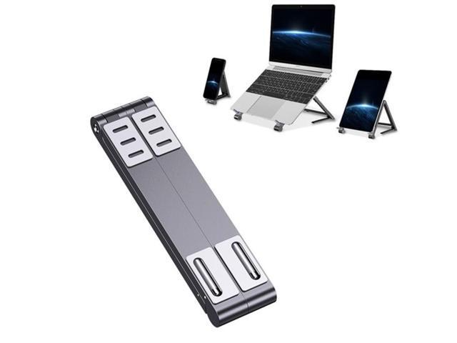 Metal Laptop Stand Computer Cooling Folding Mini Flat Raised Bracket (Gray)