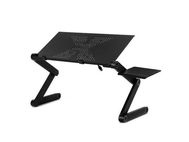 Portable 360 Degree Adjustable Foldable Aluminium Alloy Desk Stand with Mouse Pad for Laptop / Notebook, without CPU Fans(Black)