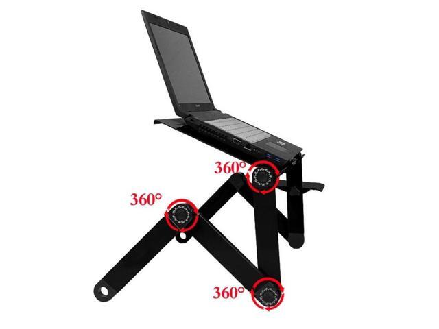 Portable 360 Degree Adjustable Foldable Aluminium Alloy Desk Stand with Mouse Pad for Laptop / Notebook, without CPU Fans(Black)