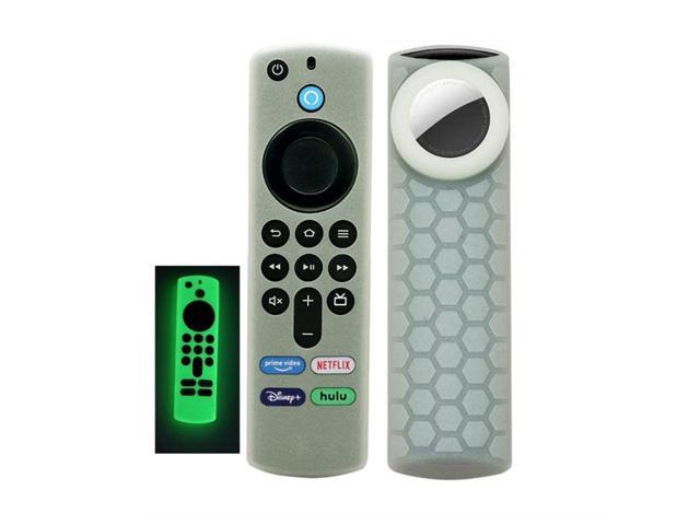 2pcs Remote Control Case For Amazon Fire TV Stick 2021 ALEXA 3rd Gen With Airtag Holder (Luminous Green)