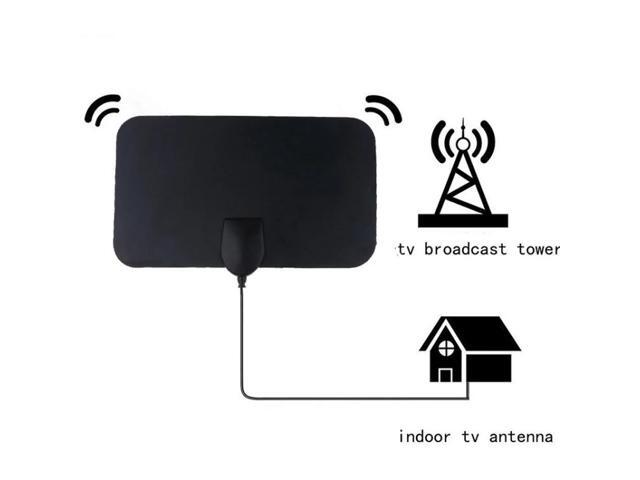 AN-1001 5dBi/25dBi Indoor HDTV Antenna with Dual-side Sticker, VHF170-230/UHF470-862MHz(Black)